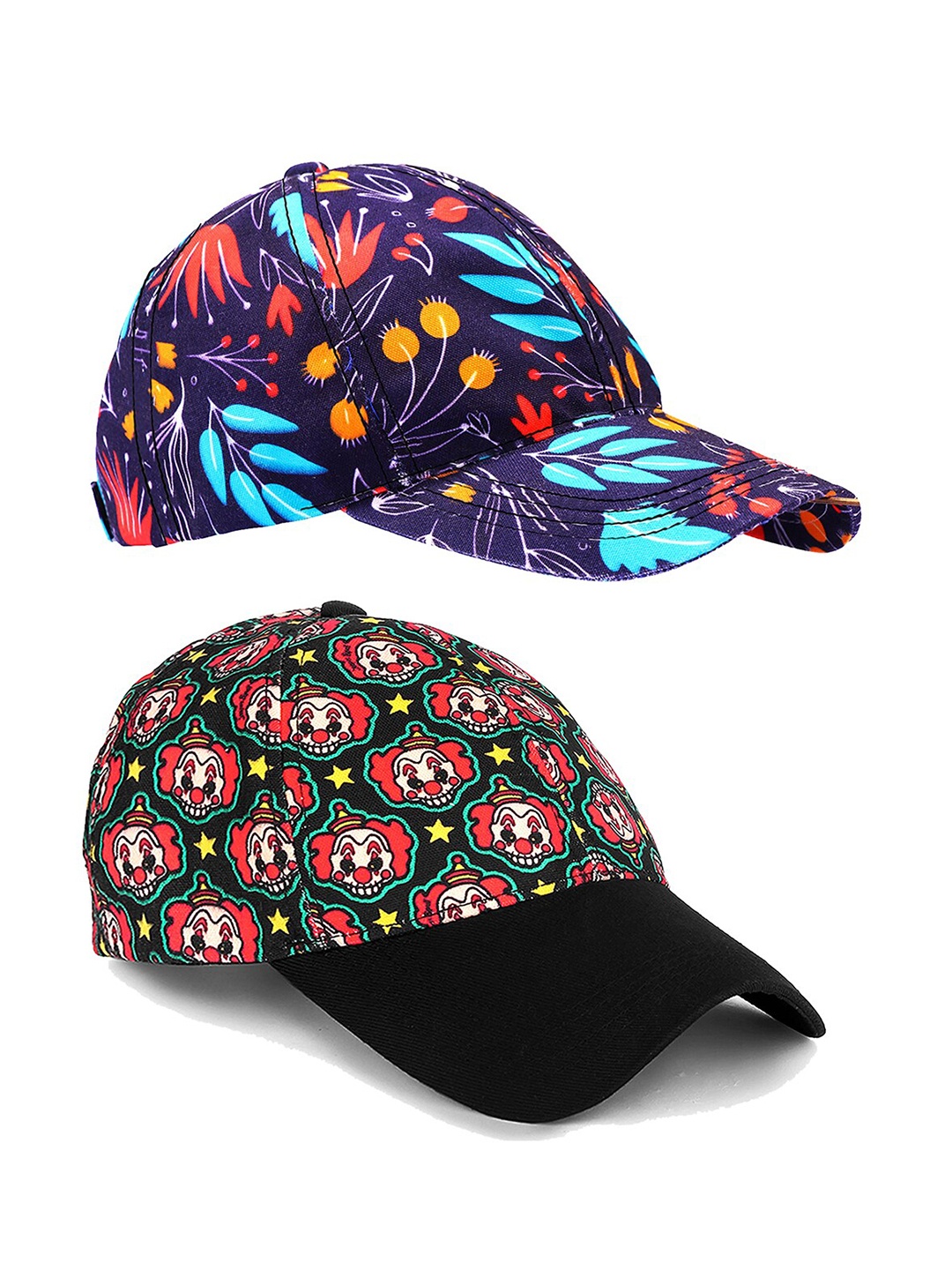 

Knotyy Pack Of 2 Printed Canvas Snapback Cap, Blue