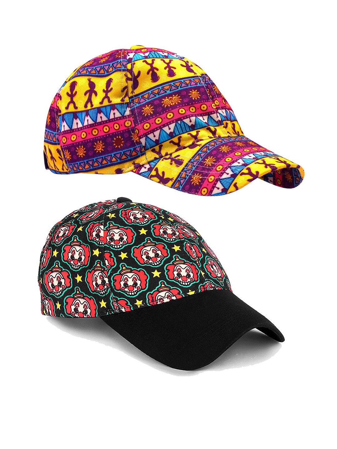 

Knotyy Pack Of 2 Printed Snapback Caps, Black