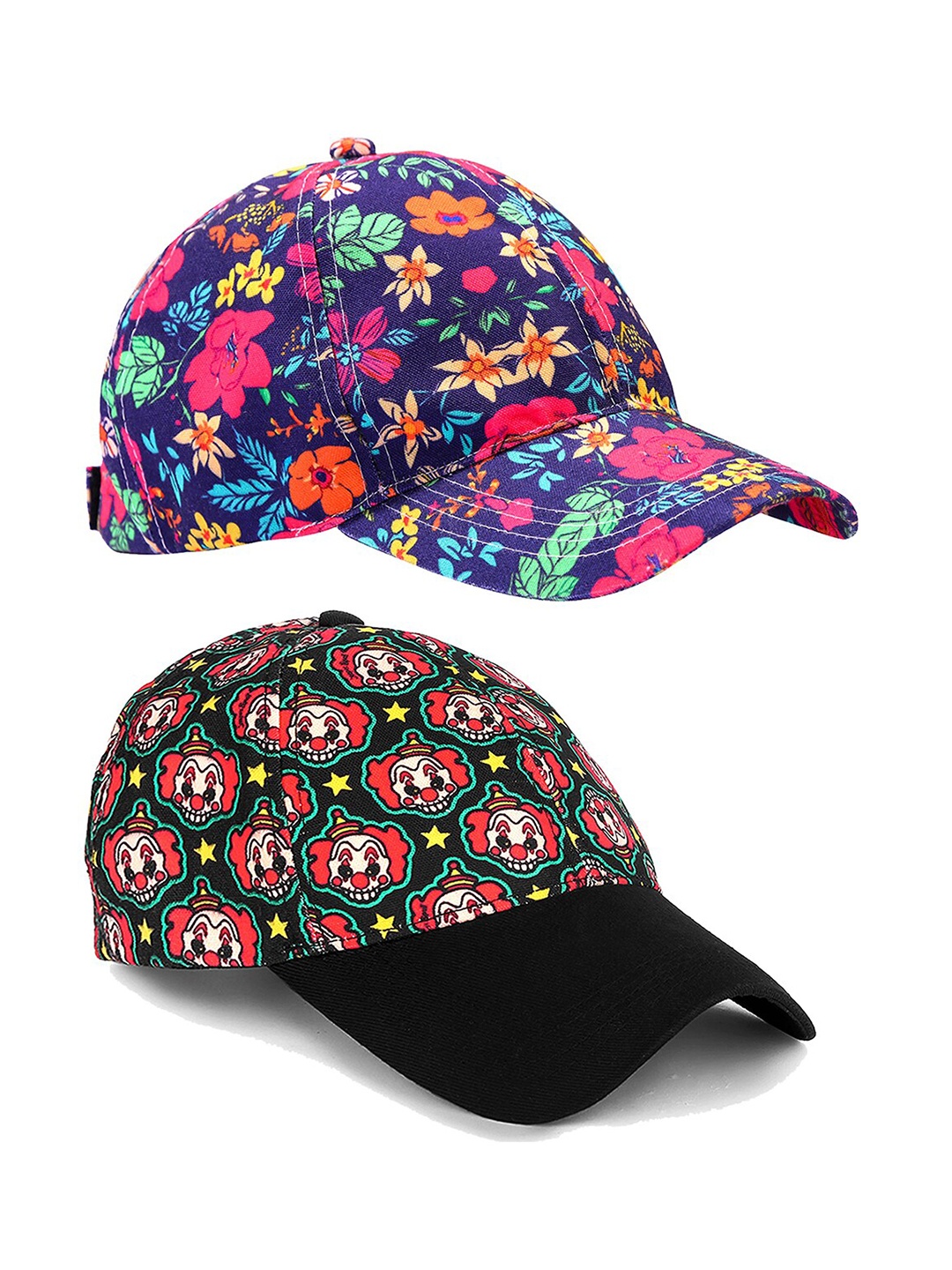 

Knotyy Pack Of 2 Printed Canvas Snapback Cap, Blue