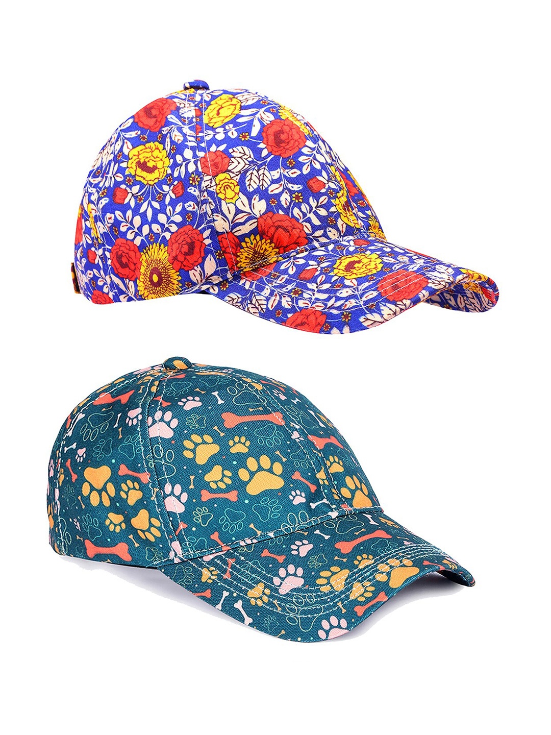 

Knotyy Pack Of 2 Printed Snapback Caps, Green