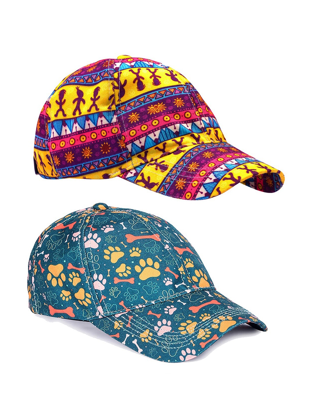 

Knotyy Set of 2 Printed Snapback Caps, Teal
