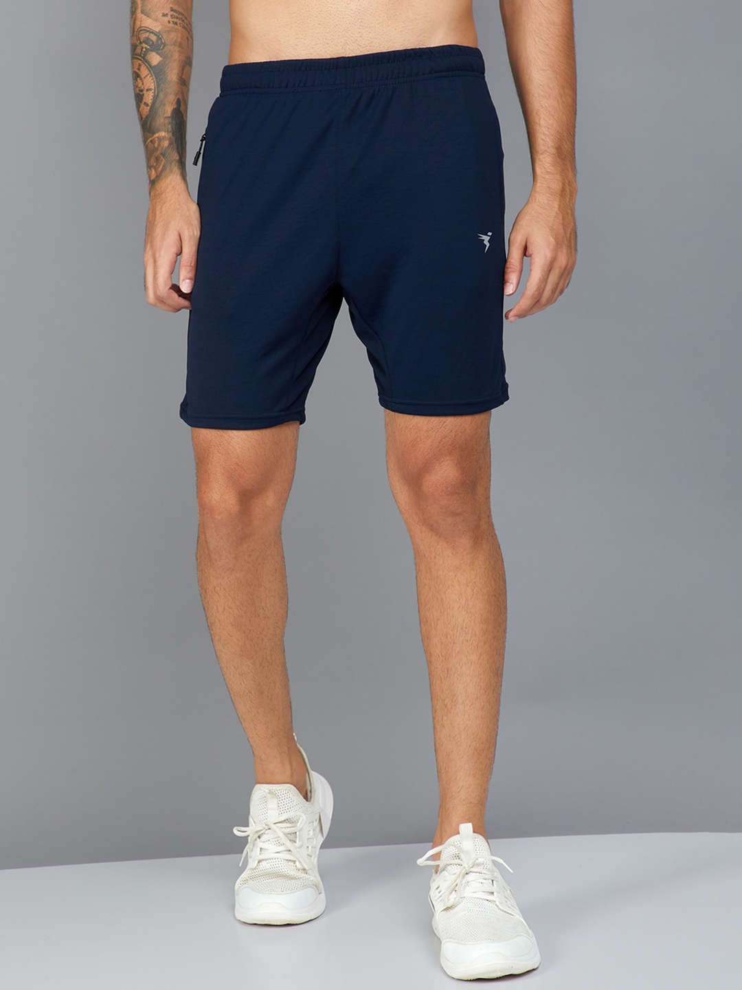 Technosport Men Antimicrobial Training or Gym Slim Fit Sports Shorts, Navy blue