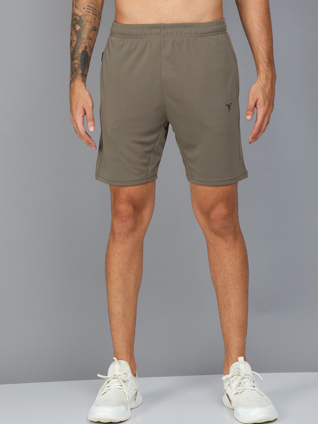 

Technosport Men Antimicrobial Training or Gym Slim Fit Sports Shorts, Grey melange