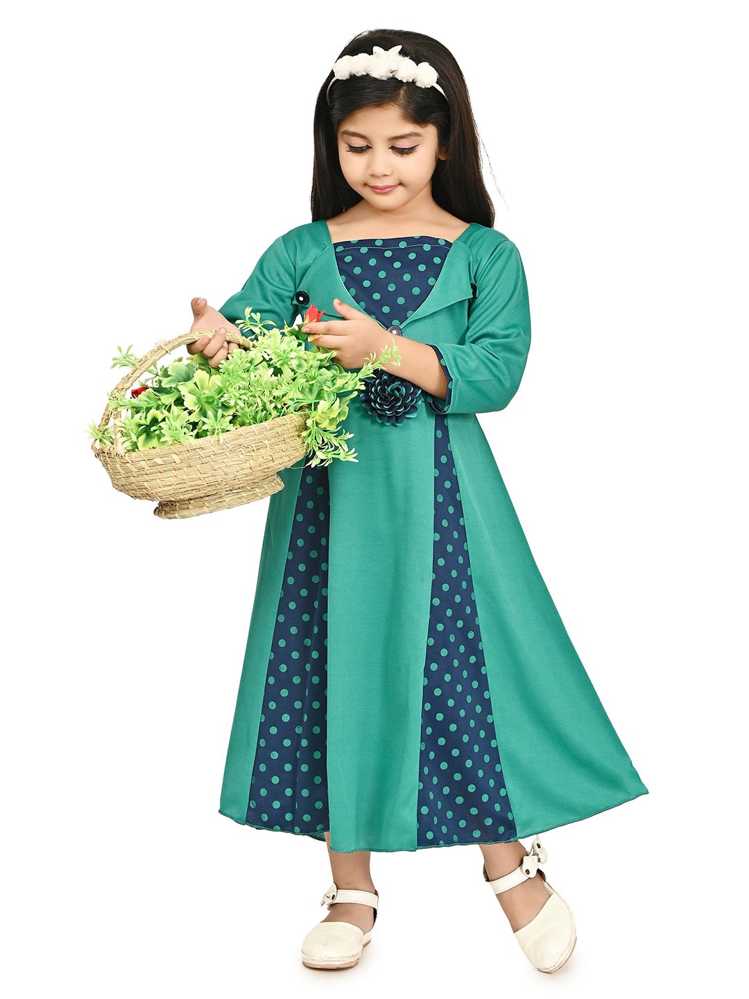 

carrydreams Girls Print Fit & Flare Dress, Green