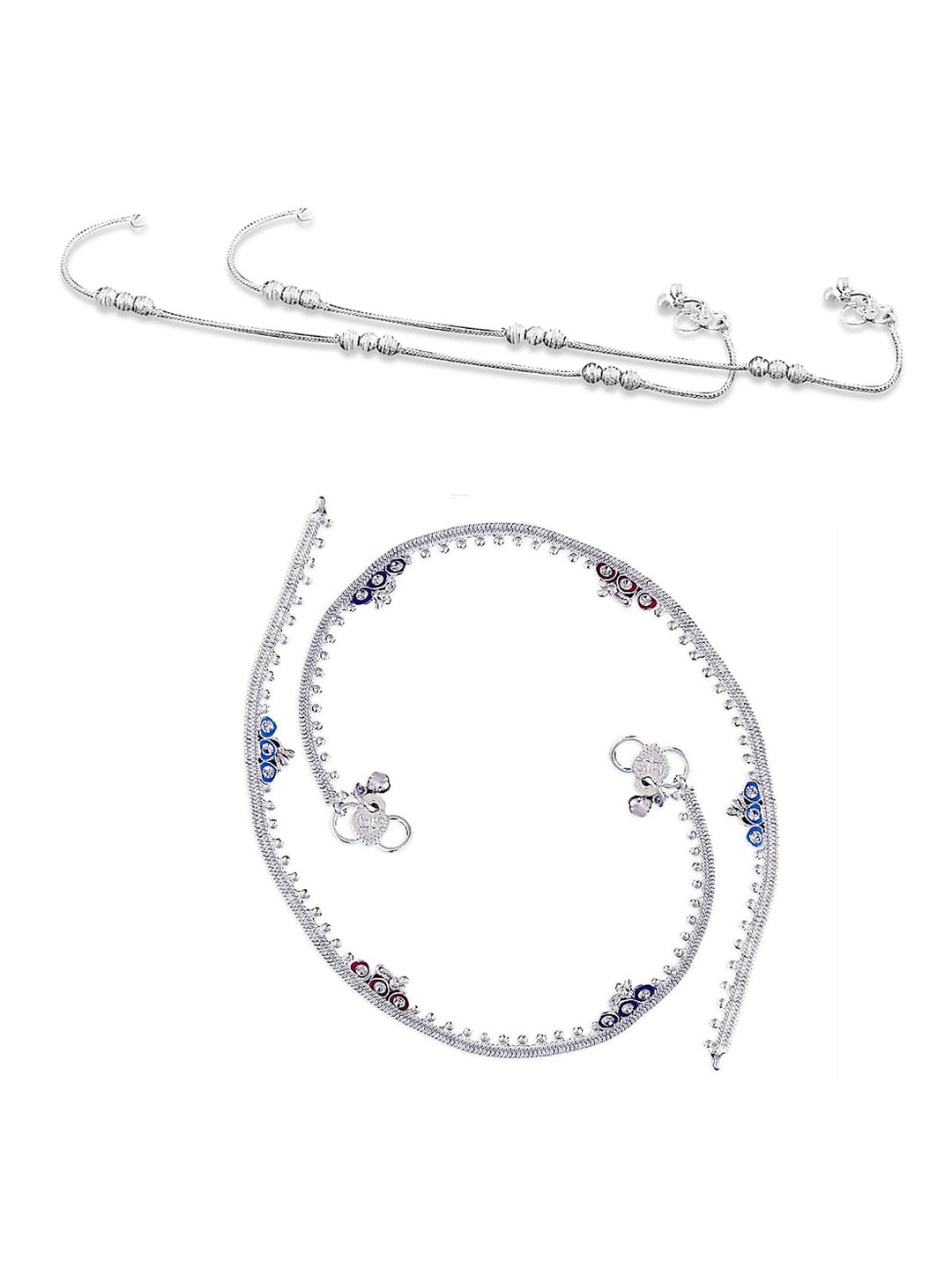 

RUHI COLLECTION Set Of 2 Silver-Plated Anklets