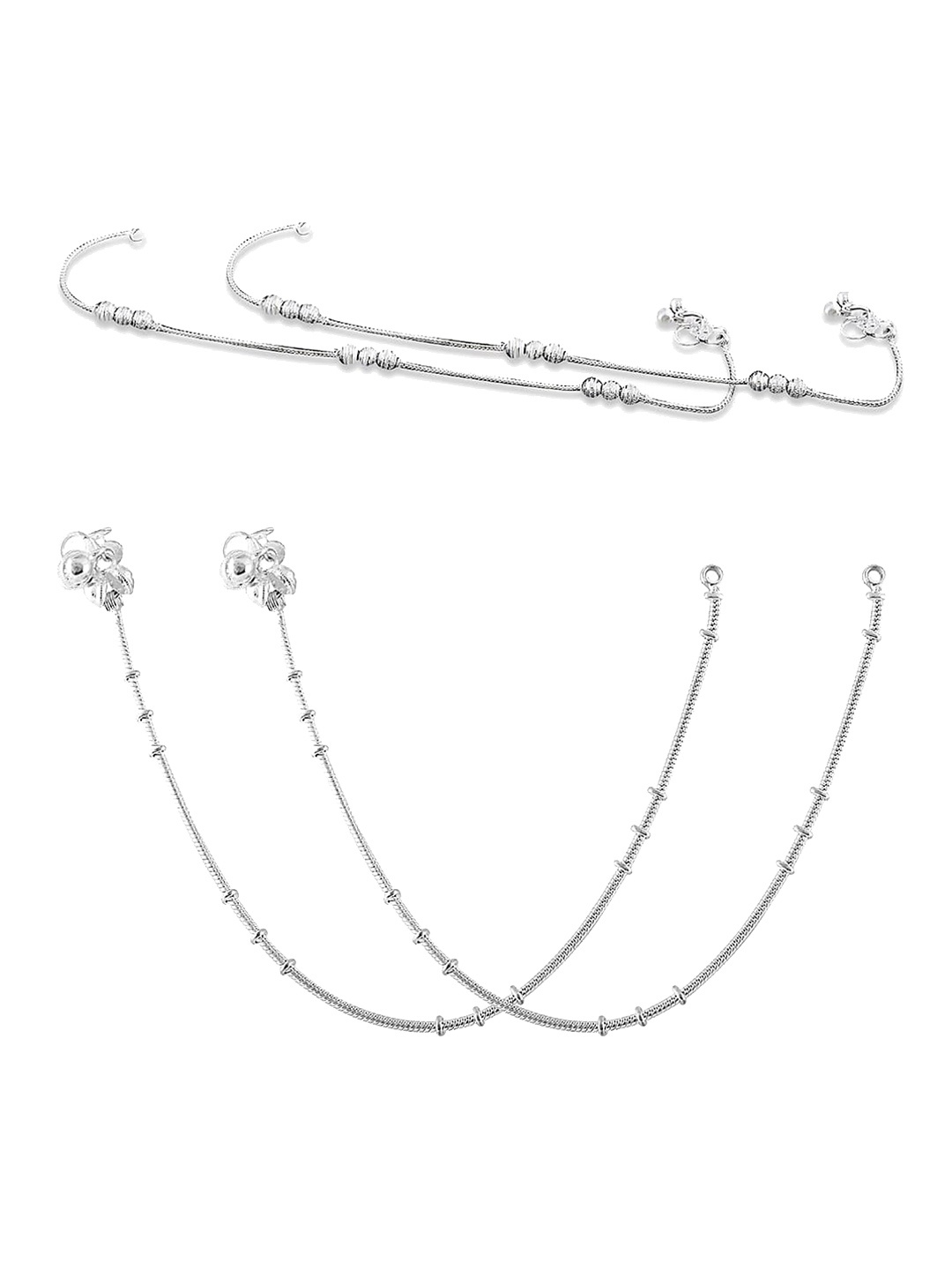 

RUHI COLLECTION Set Of 2 Silver-Plated Anklets