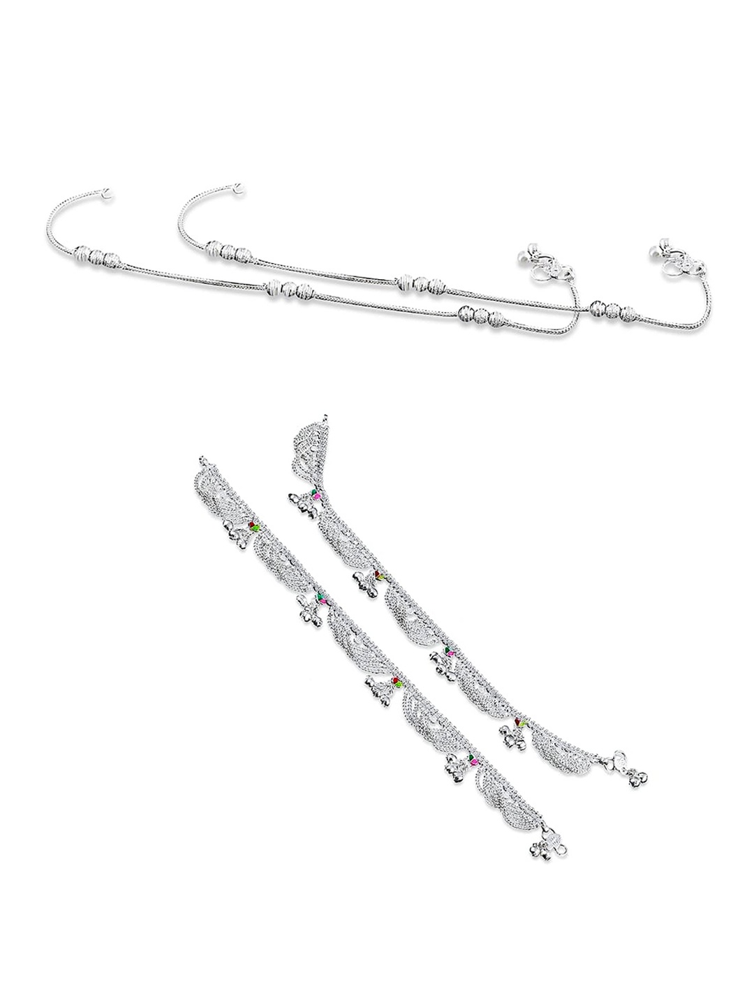 

RUHI COLLECTION Set Of 2 Silver-Plated Anklets