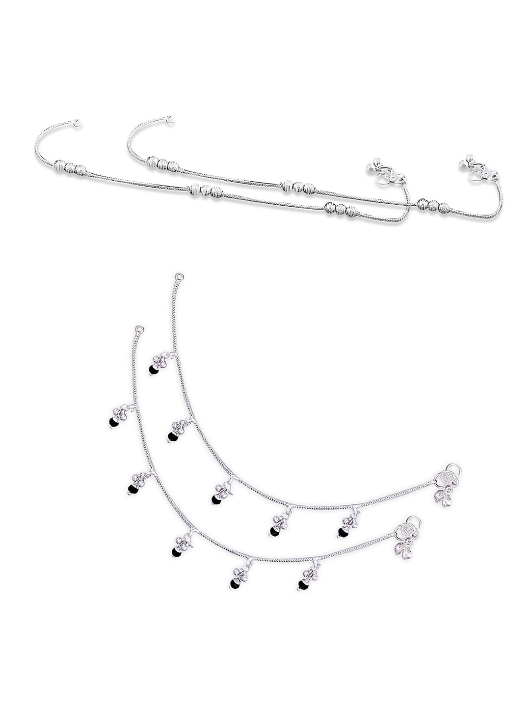

RUHI COLLECTION Set Of 4 Silver-Plated Beaded Anklets
