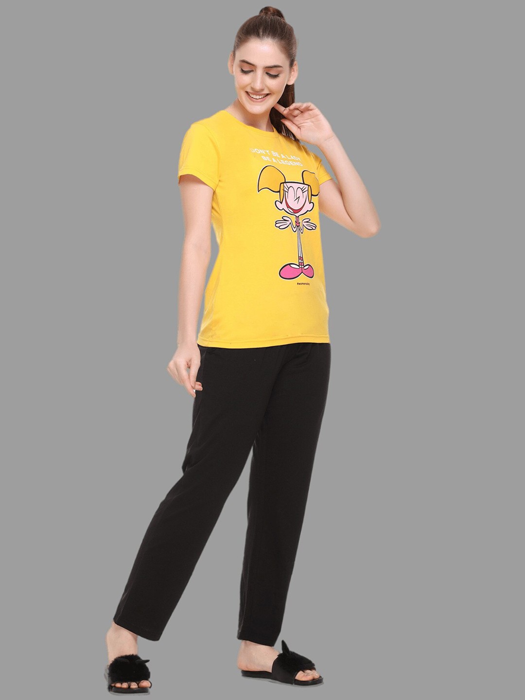 

Y&I Graphic Printed Night Suit, Yellow