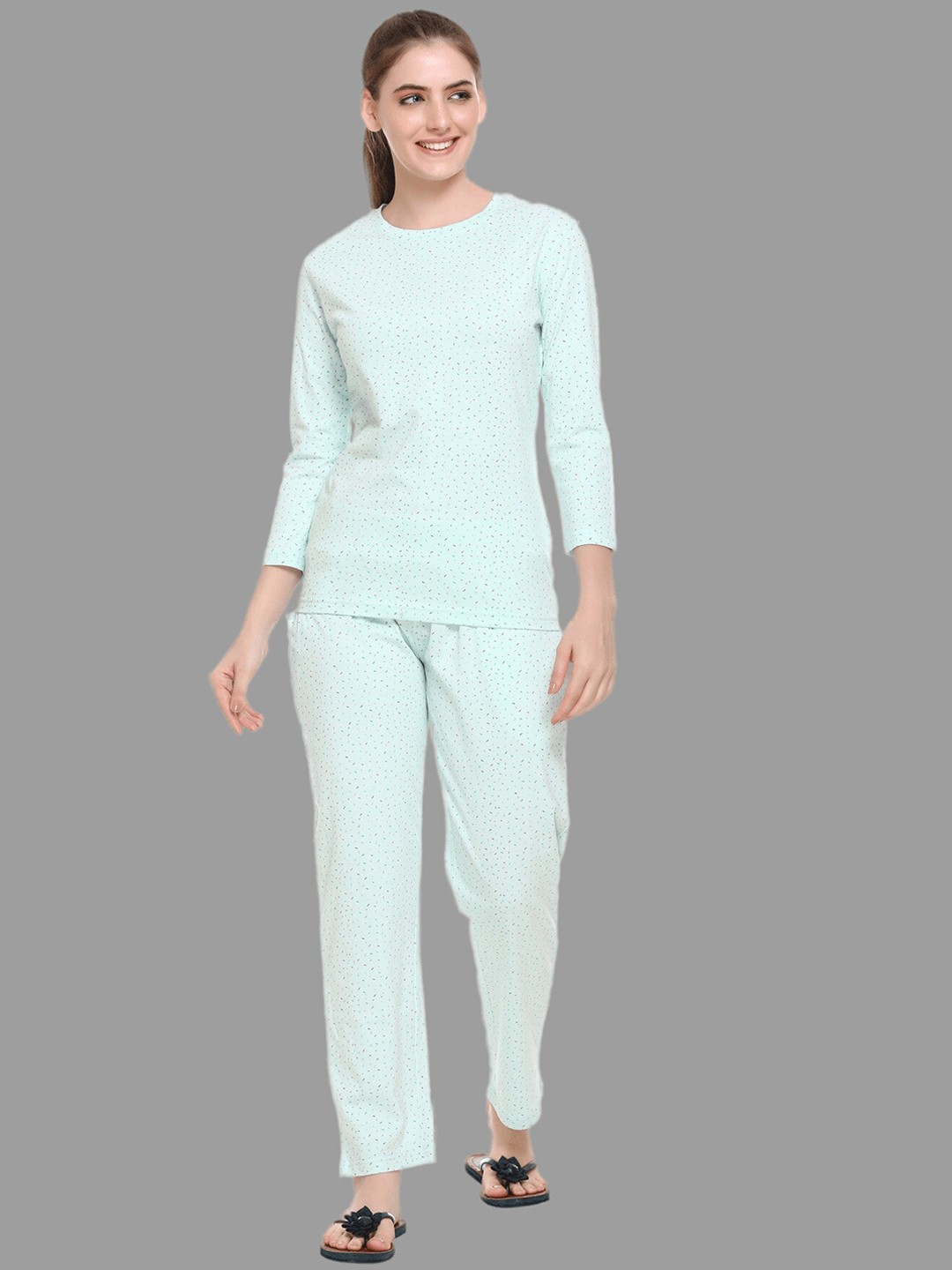 

Y&I Geometric Printed Night Suit, Blue