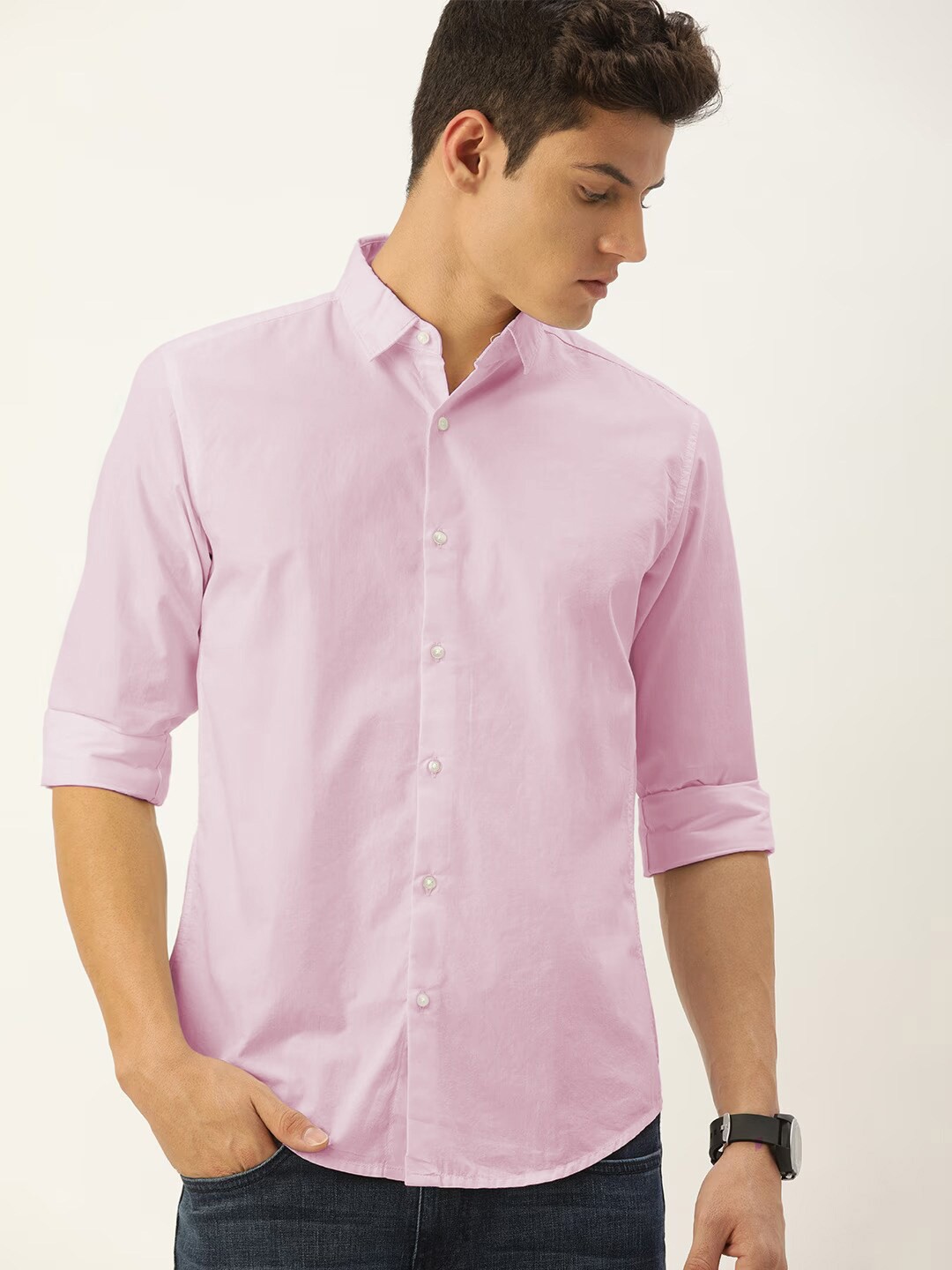 

IVOC Slim Fit Pure Cotton Casual Shirt, Pink