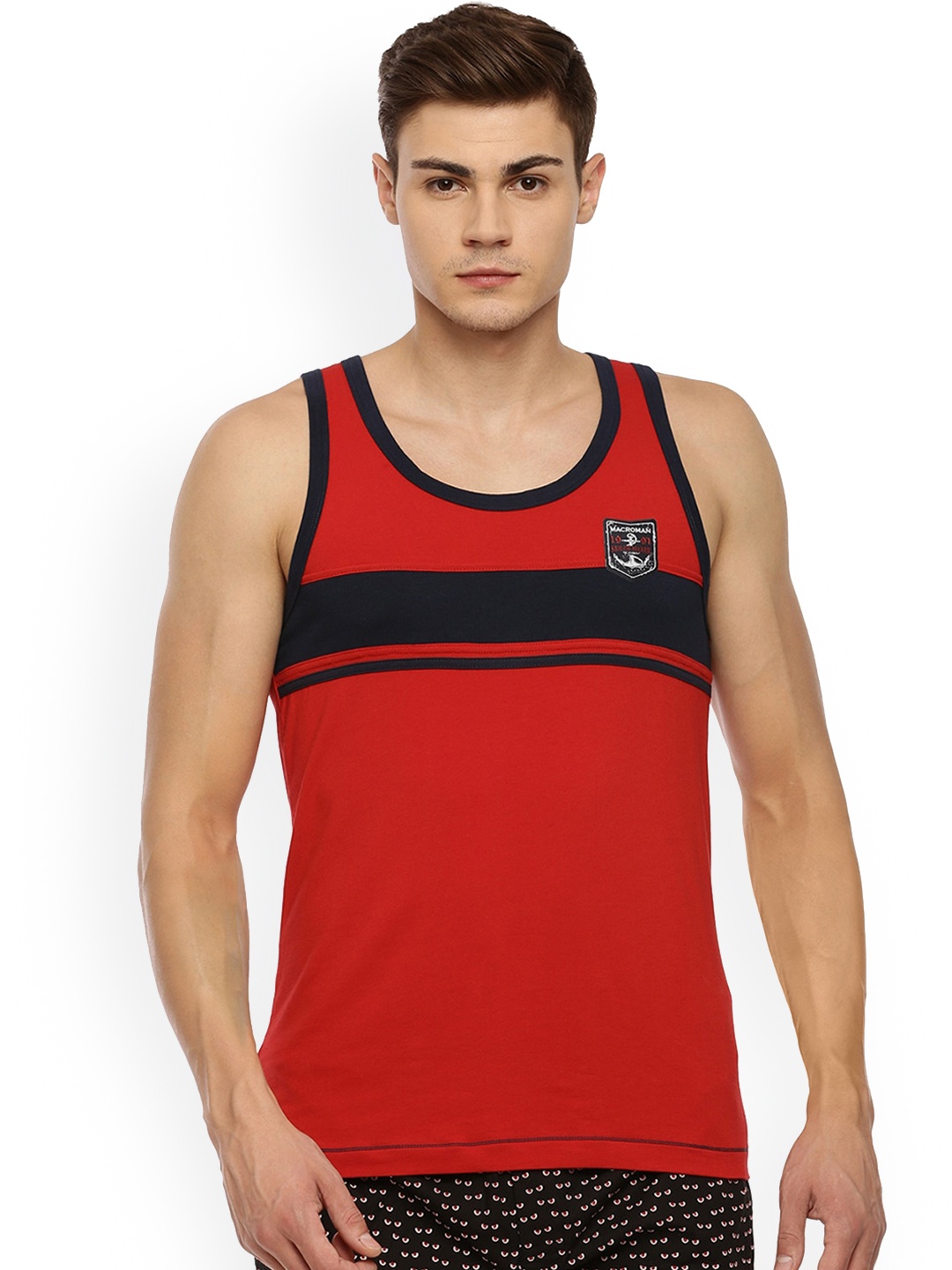

Macroman M-Series Striped Basic Cotton Innerwear Vests, Red
