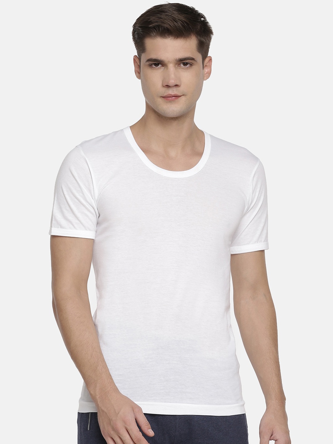 

Macroman M-Series Round Neck Short Sleeves Anti-Microbial Pure Cotton Innerwear Vests, White