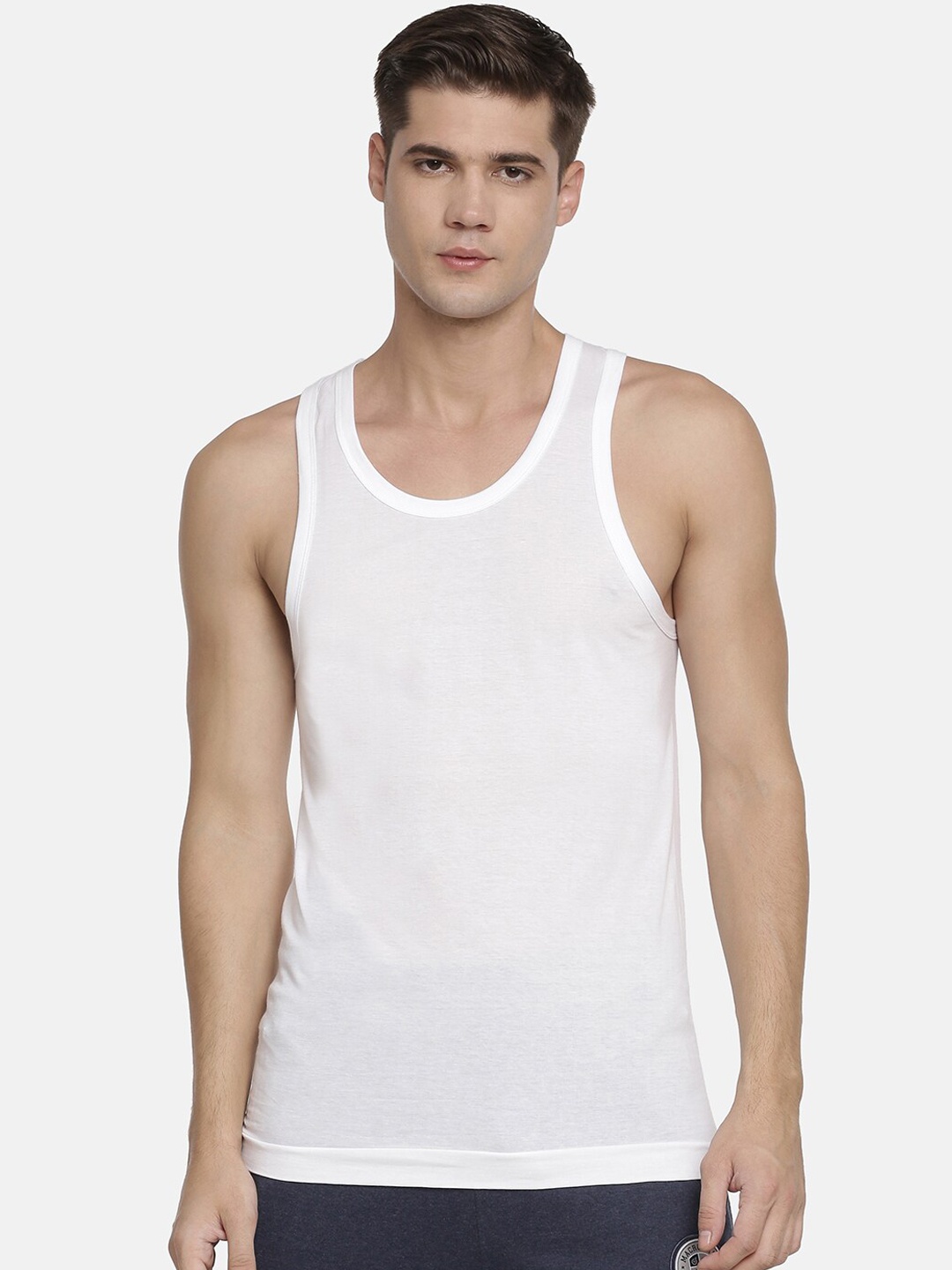 

Macroman M-Series Round Neck Sleeveless Pure-Cotton Innerwear Vests, White
