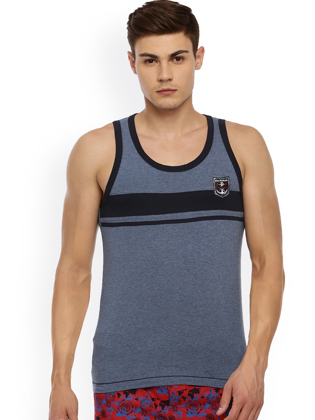 

Macroman M-Series Sleeveless Cotton Basic Vest, Blue