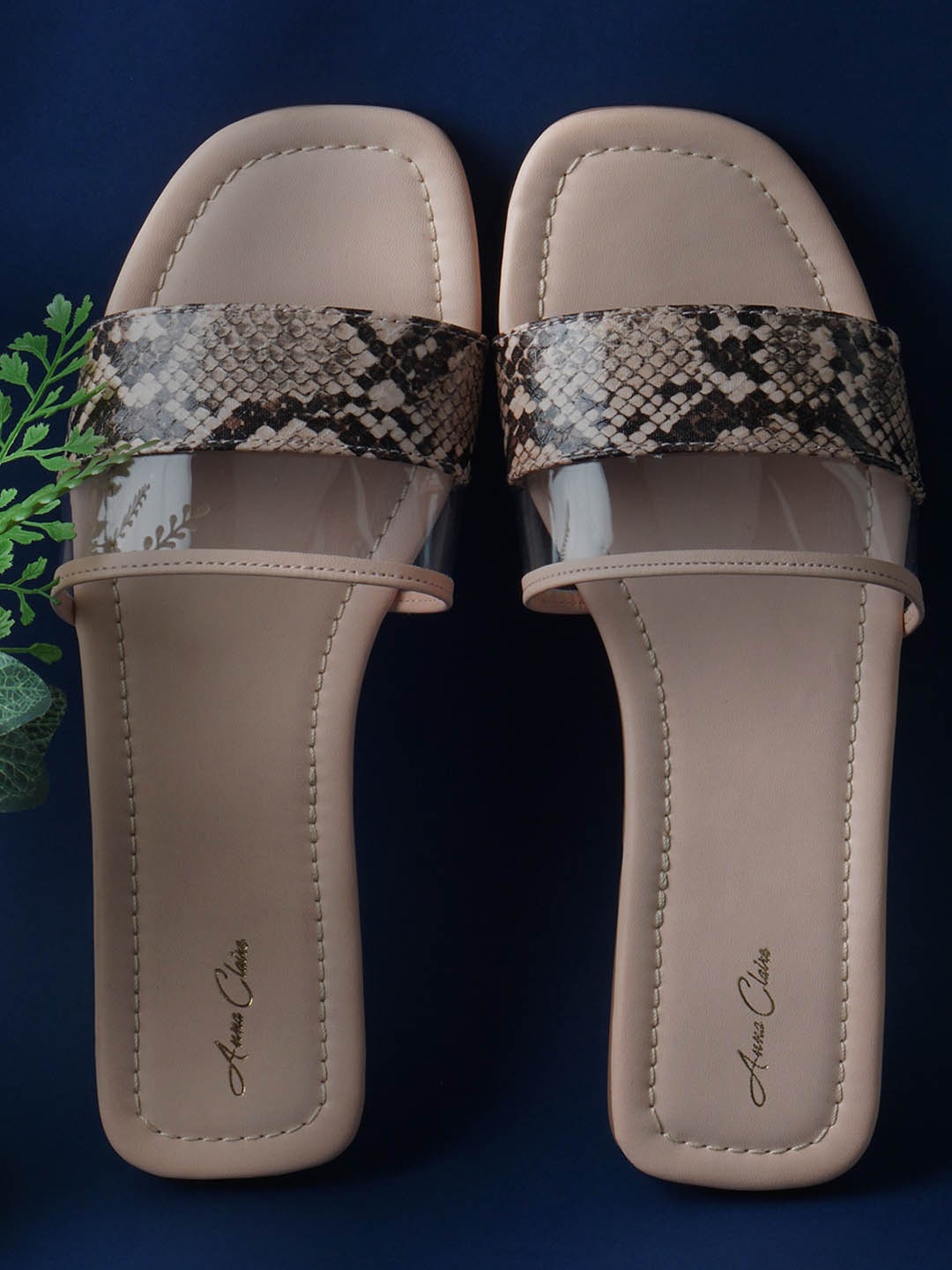 

Anna Claire Women Textured Open Toe Flats, Brown