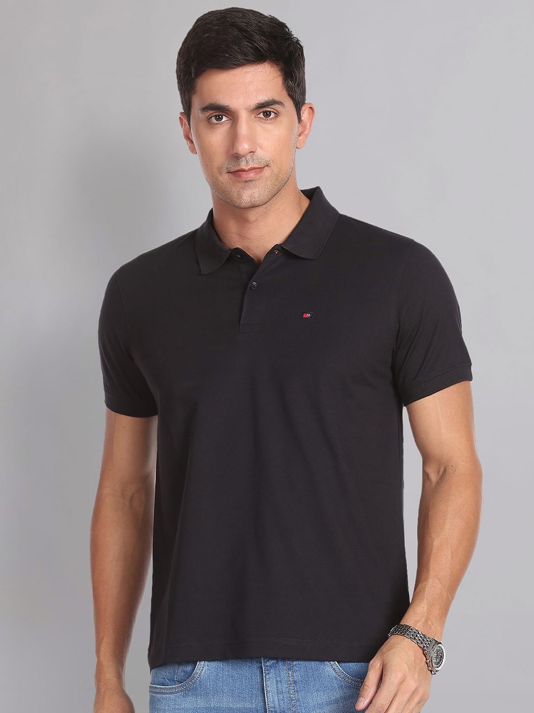 

AD By Arvind Polo Collar Slim Fit T-Shirt, Black