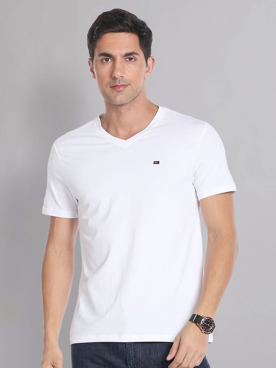 

AD By Arvind V-Neck Slim Fit T-Shirt, White