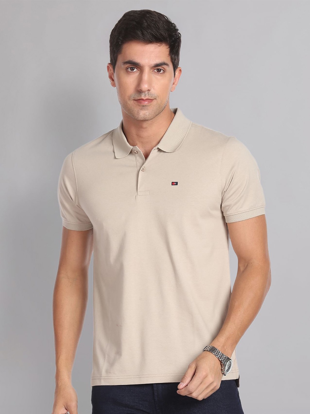 

AD By Arvind Polo Collar Slim Fit T-Shirt, Beige