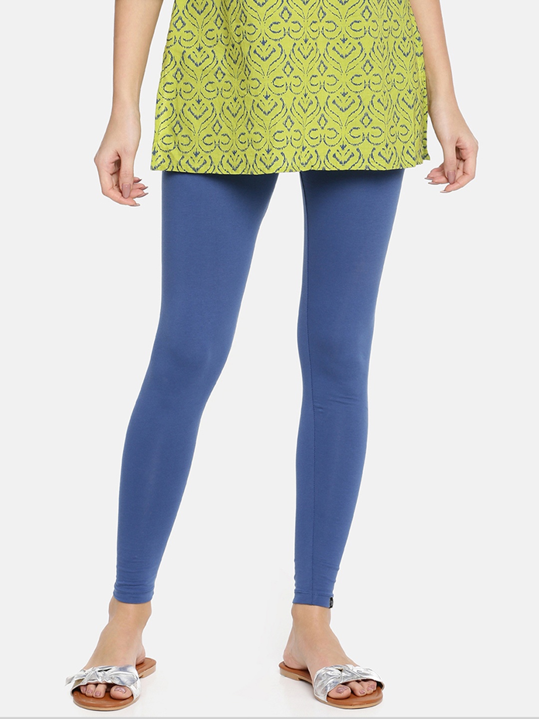

TWIN BIRDS Women Solid Super Stretch Cotton Ankle Length Leggings, Blue
