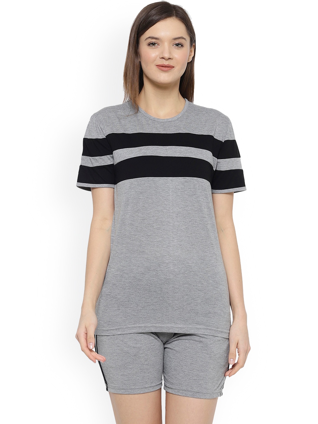 

VIMAL JONNEY Striped Night Suit, Grey