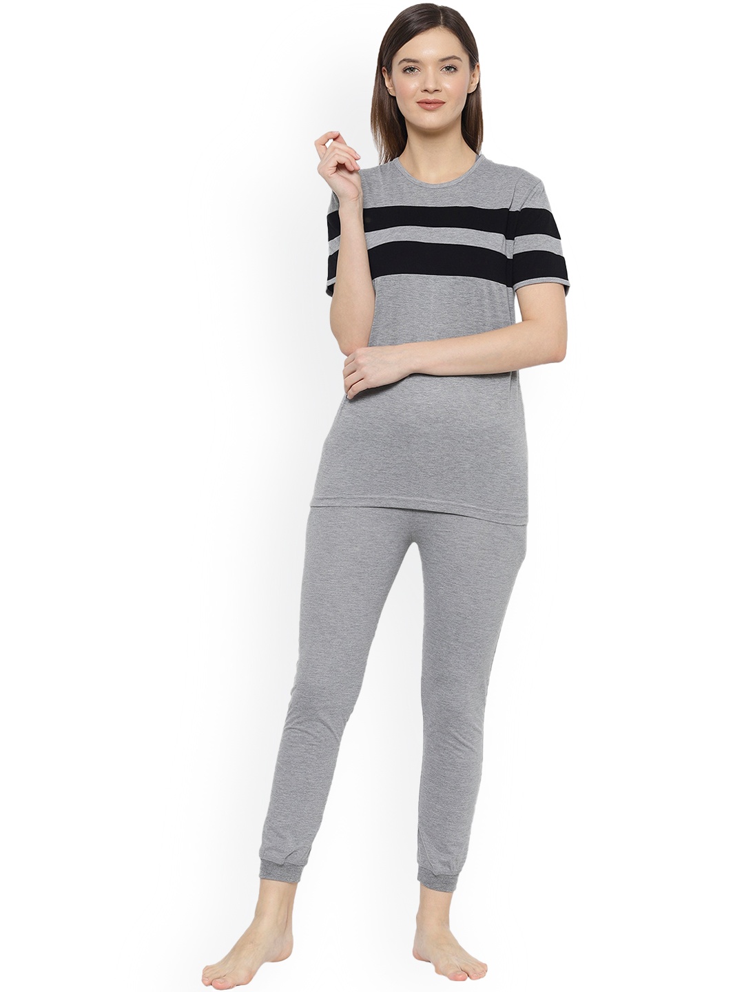 

VIMAL JONNEY Striped Night Suit, Grey
