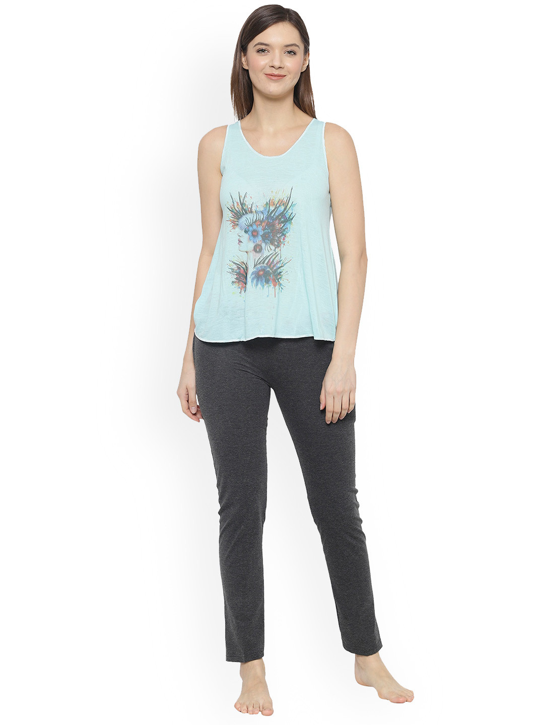 

VIMAL JONNEY Graphic Printed Night Suit, Sea green