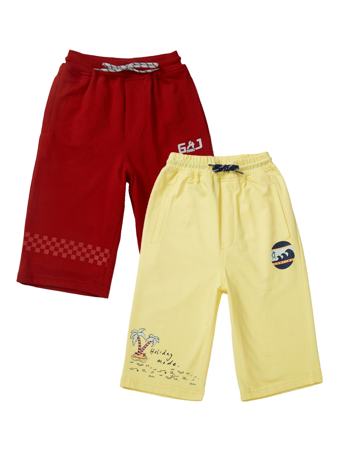 

Gini and Jony Boys Pack Of 2 Loose Fit Cotton Shorts, Maroon