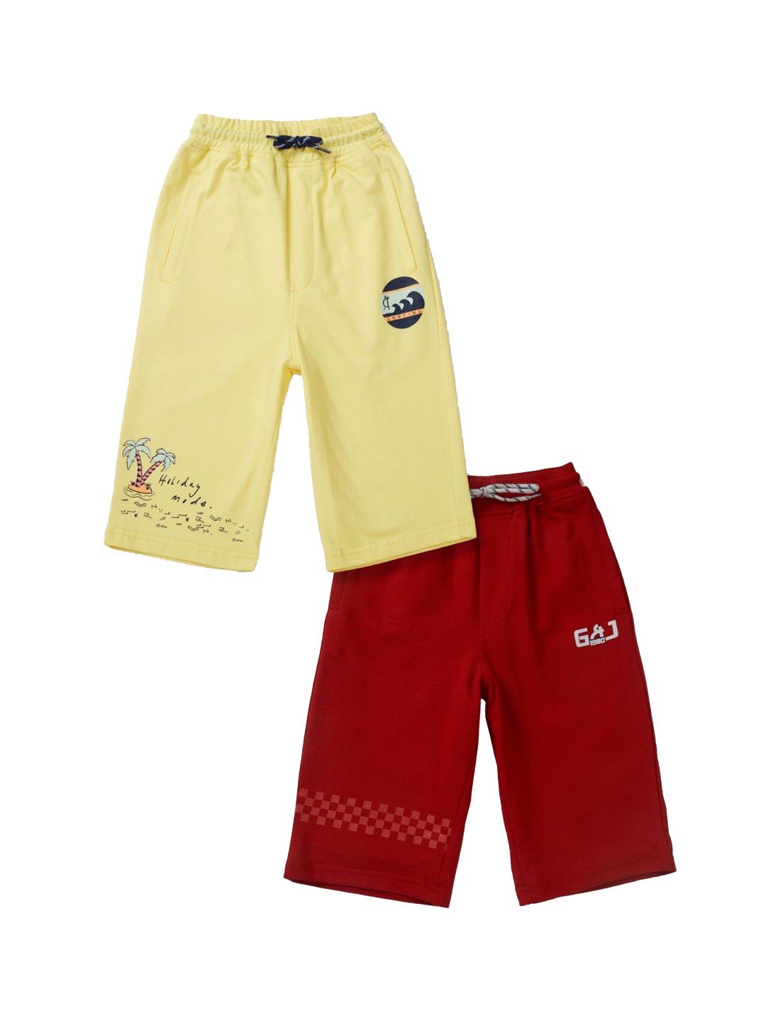 

Gini and Jony Infants Boys Pack Of 2 Loose Fit Cotton Shorts, Maroon