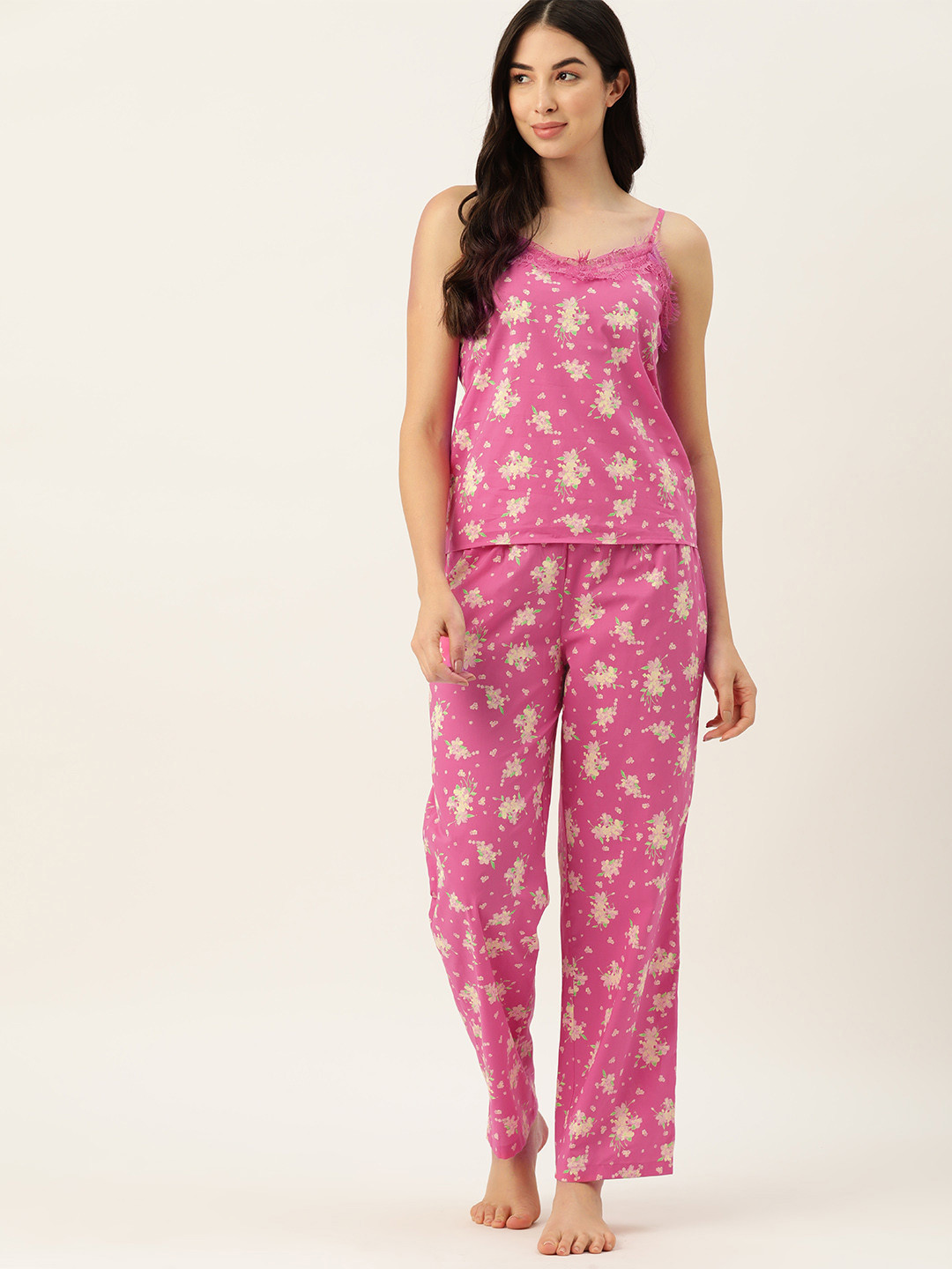 

ETC Women Printed Cotton Night suit, Pink