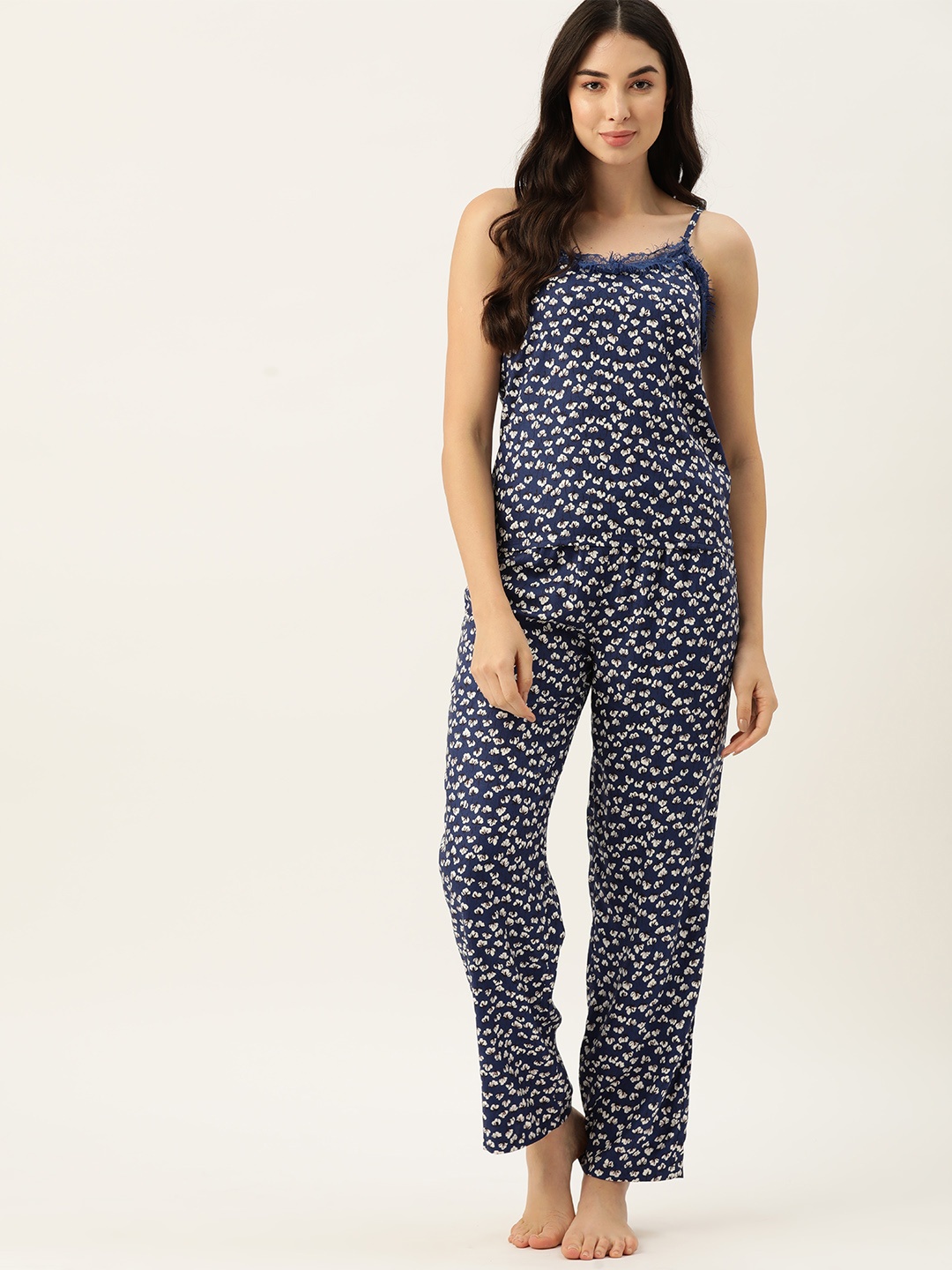 

ETC Women Printed Night suit, Navy blue