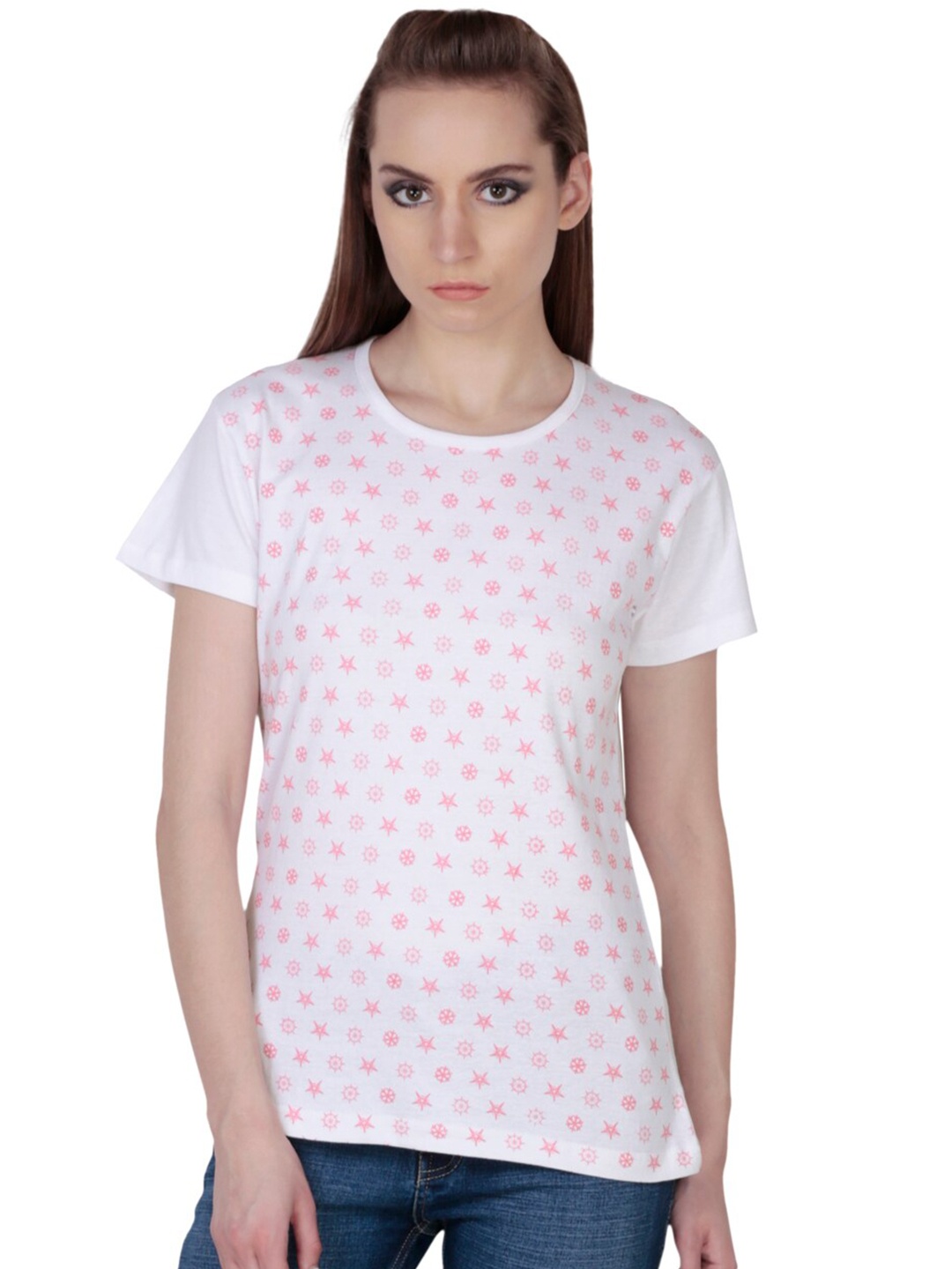 

Fashionable Conversational Printed Cotton Top, White