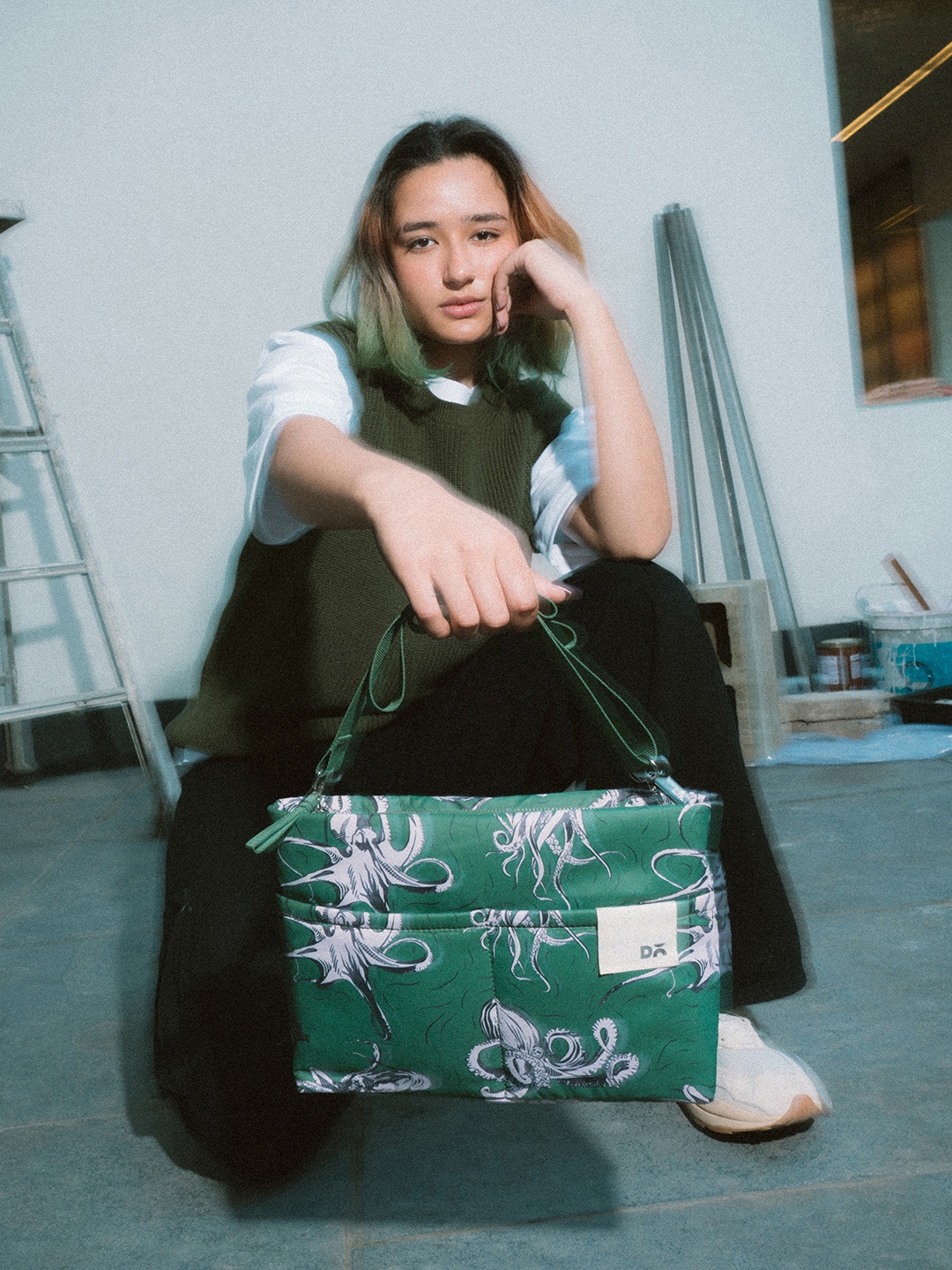 

DailyObjects Printed Structured Sling Bag With Quilted, Green