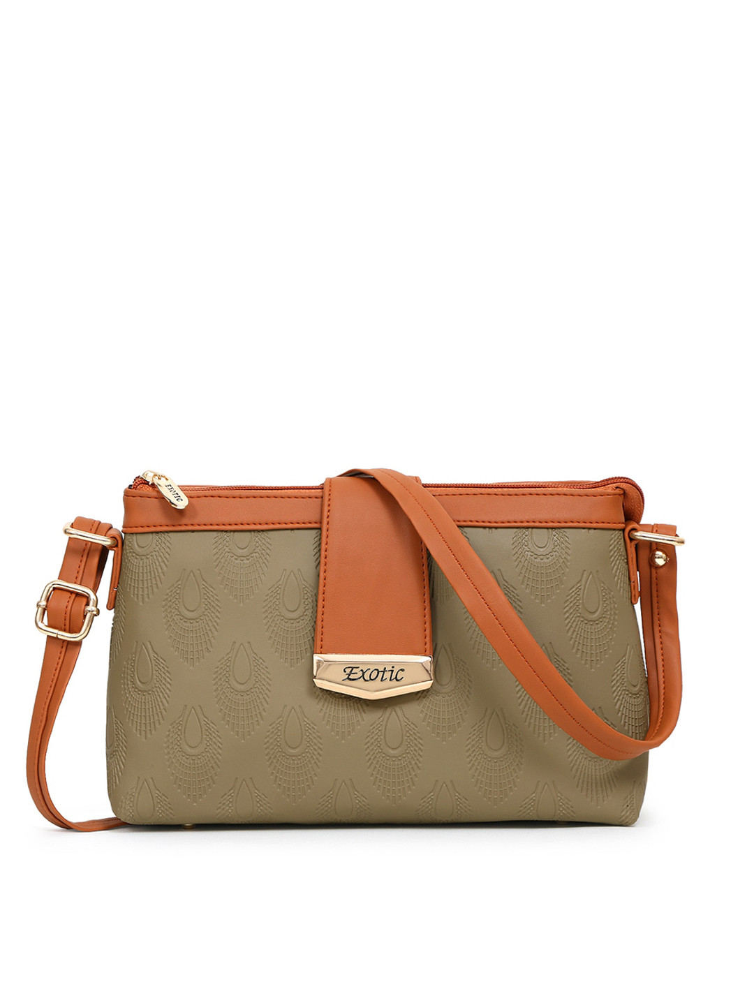 

Exotic PU Structured Sling Bag, Olive