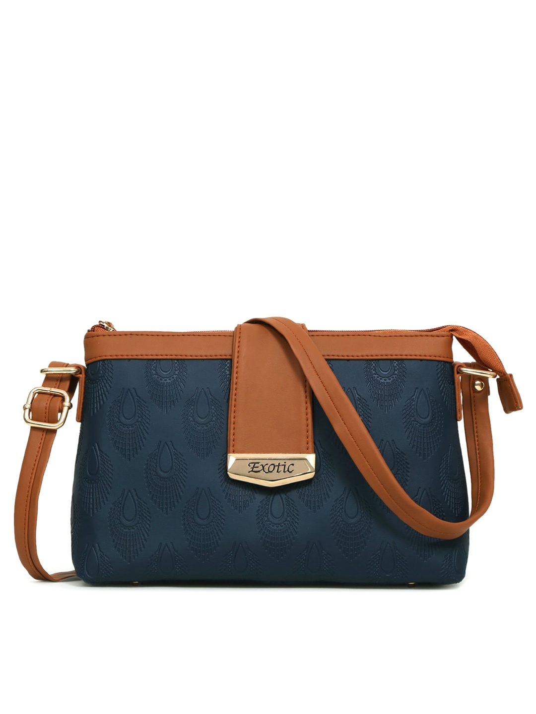 

Exotic Textured Structured Sling Bag, Blue