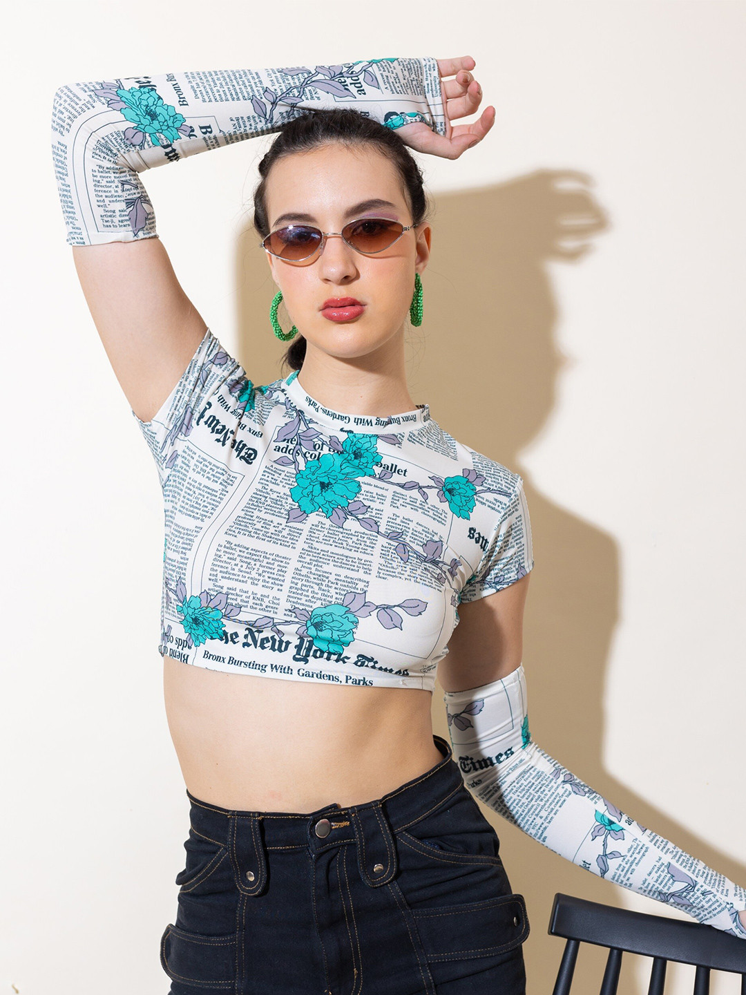 

Stylecast X Hersheinbox Typography Print Pure Cotton Crop Top, White