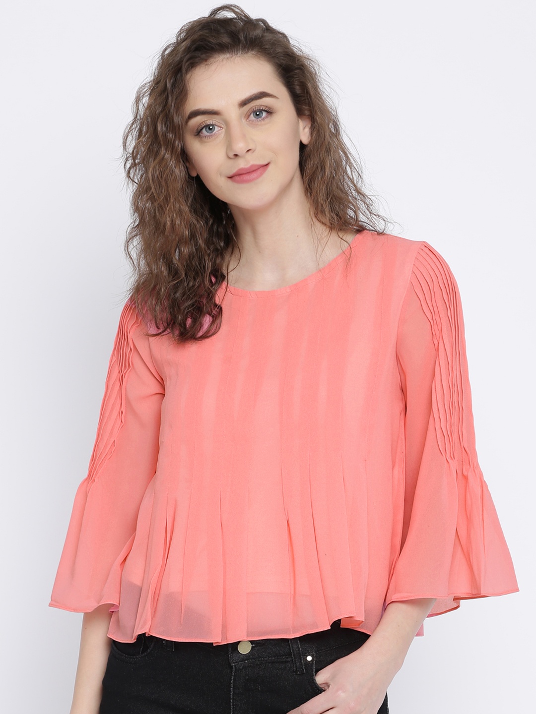 

AND Women Pink Solid Styled Back Top