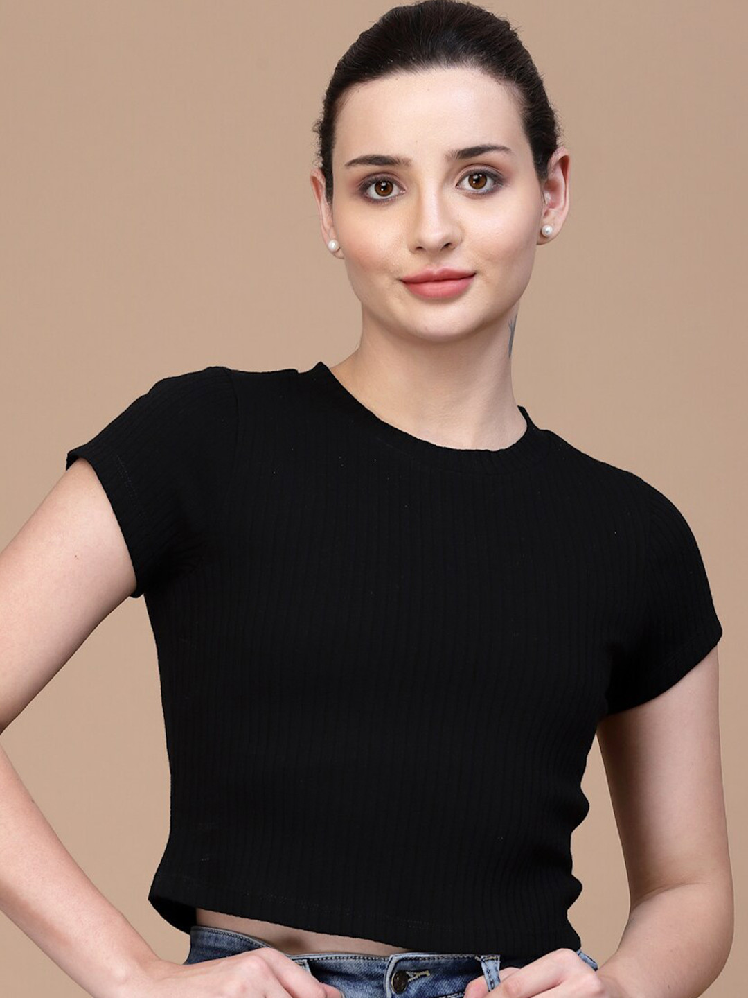 

Strong And Brave Odour Free Cotton Crop Top, Black