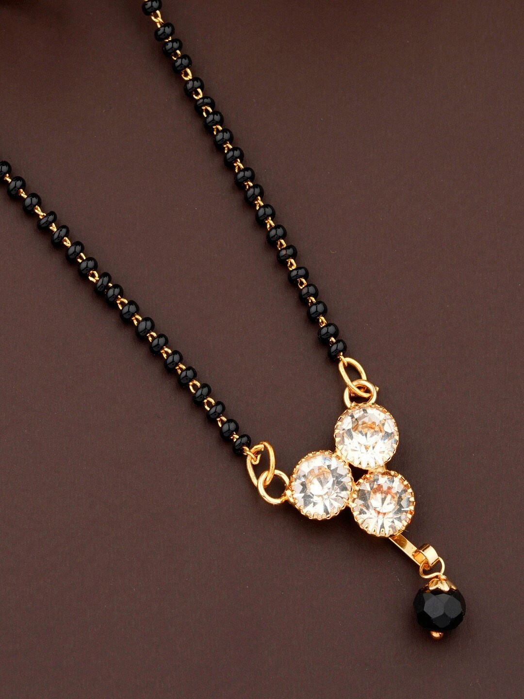 

JEWEL WORLD Gold-Plated Stone-Studded & Beaded Mangalsutra