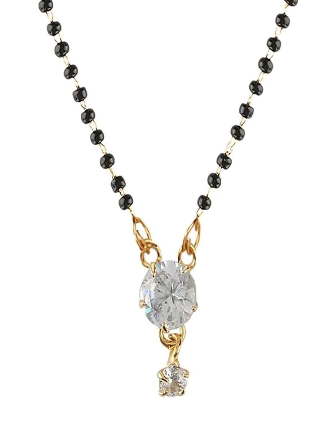 

JEWEL WORLD Gold-Plated Stone-Studded & Beaded Mangalsutra