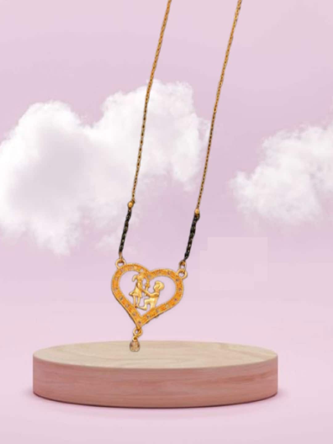 

JEWEL WORLD Gold-Plated Stone-Studded & Beaded Mangalsutra
