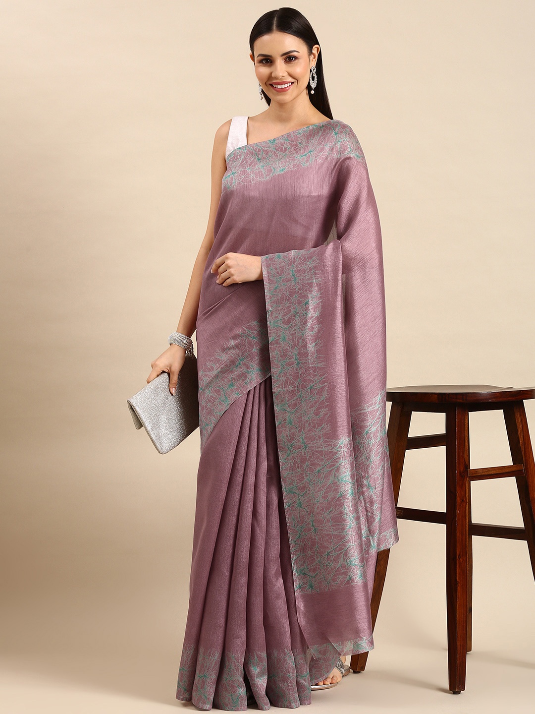 

Pothys Solid Jute Silk Saree, Mauve