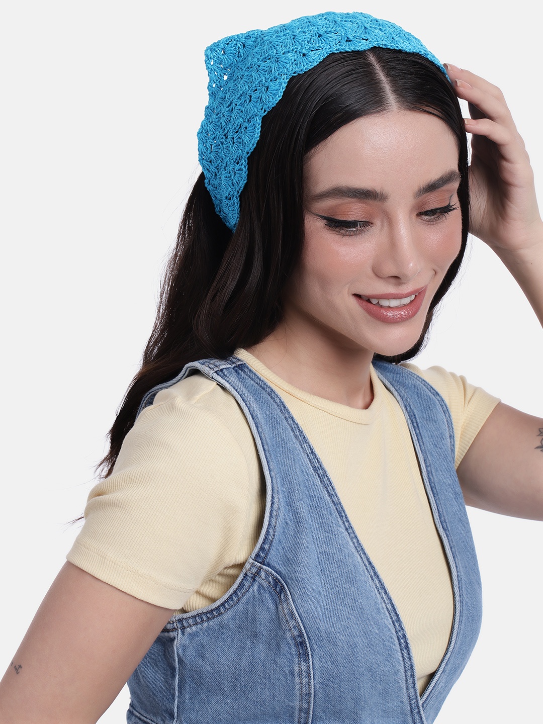 

Magic Needles Handmade Crochet Cotton Bandana, Blue