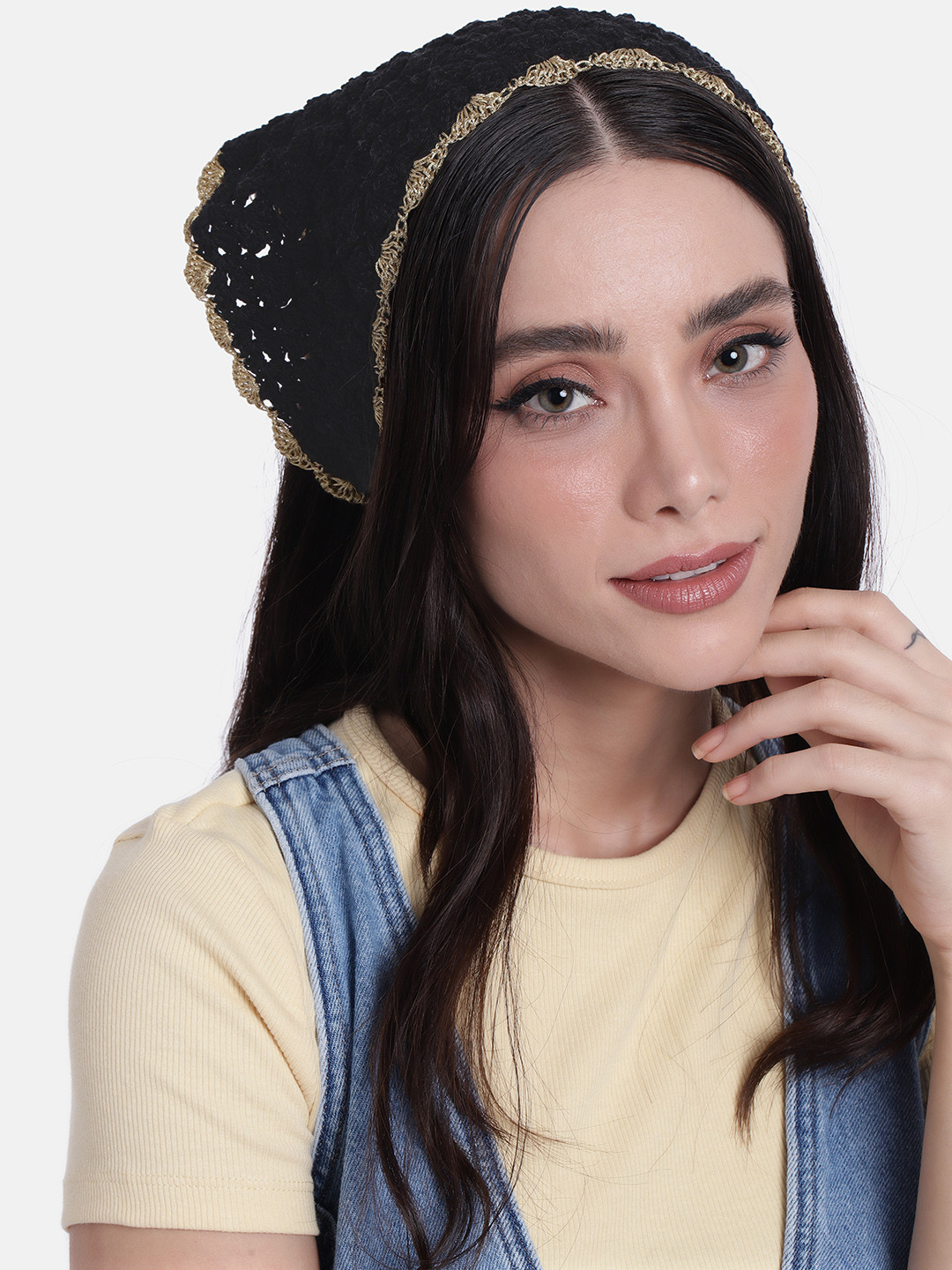 

Magic Needles Handmade Crochet Cotton Bandana, Black