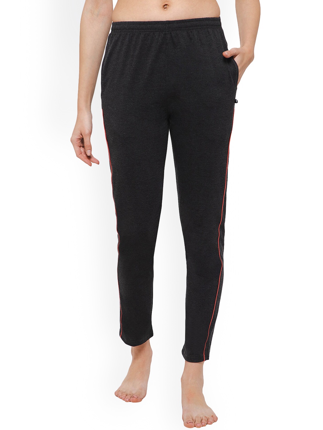 

PROTEENS Women Mid-Rise Cotton Lounge Pants, Grey melange