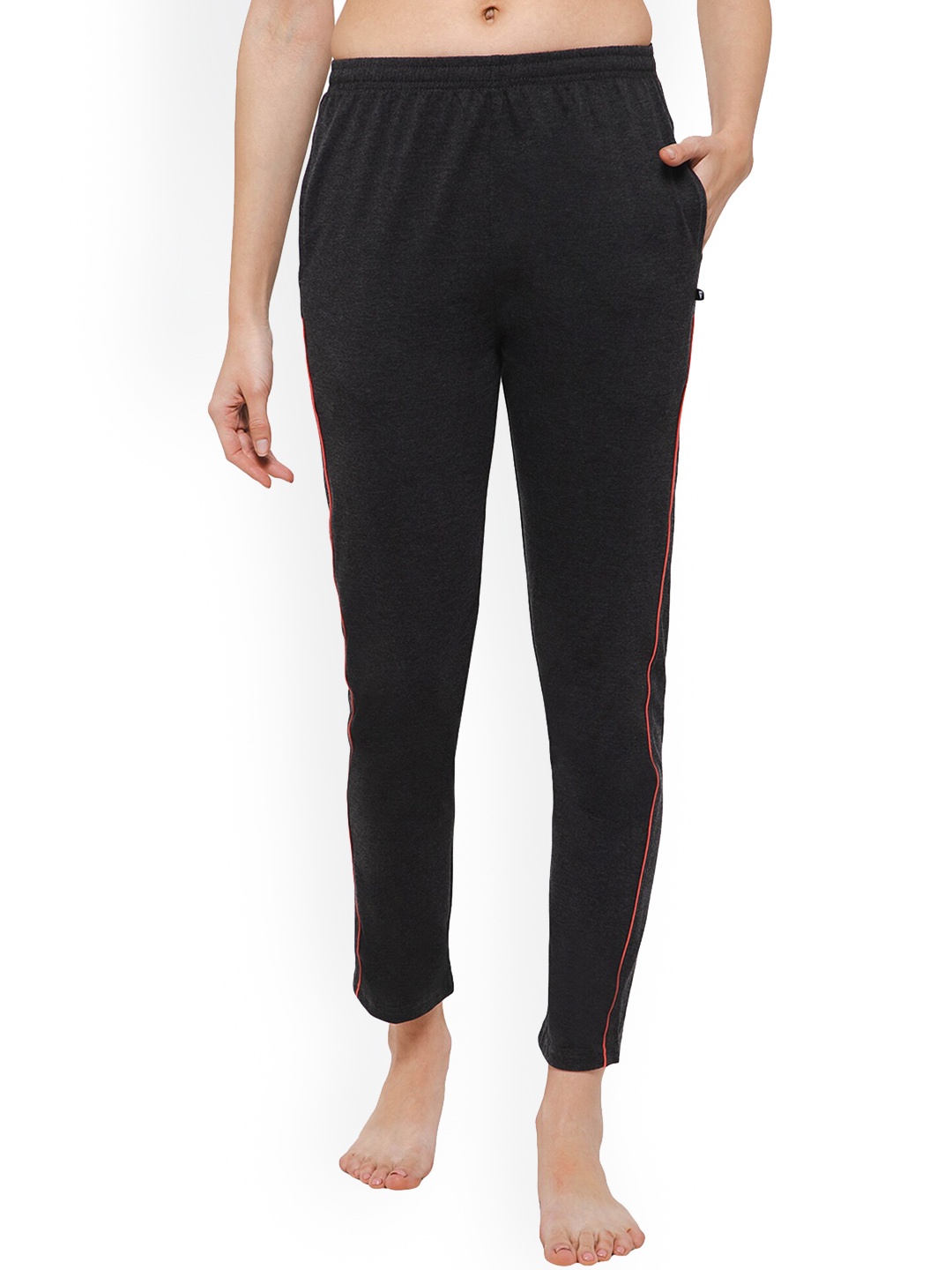 

PROTEENS Women Mid-Rise Track Pants, Grey melange