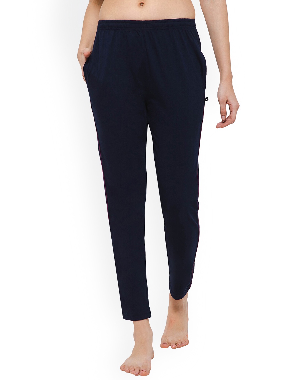 

PROTEENS Women Mid-Rise Cotton Lounge Pants, Navy blue