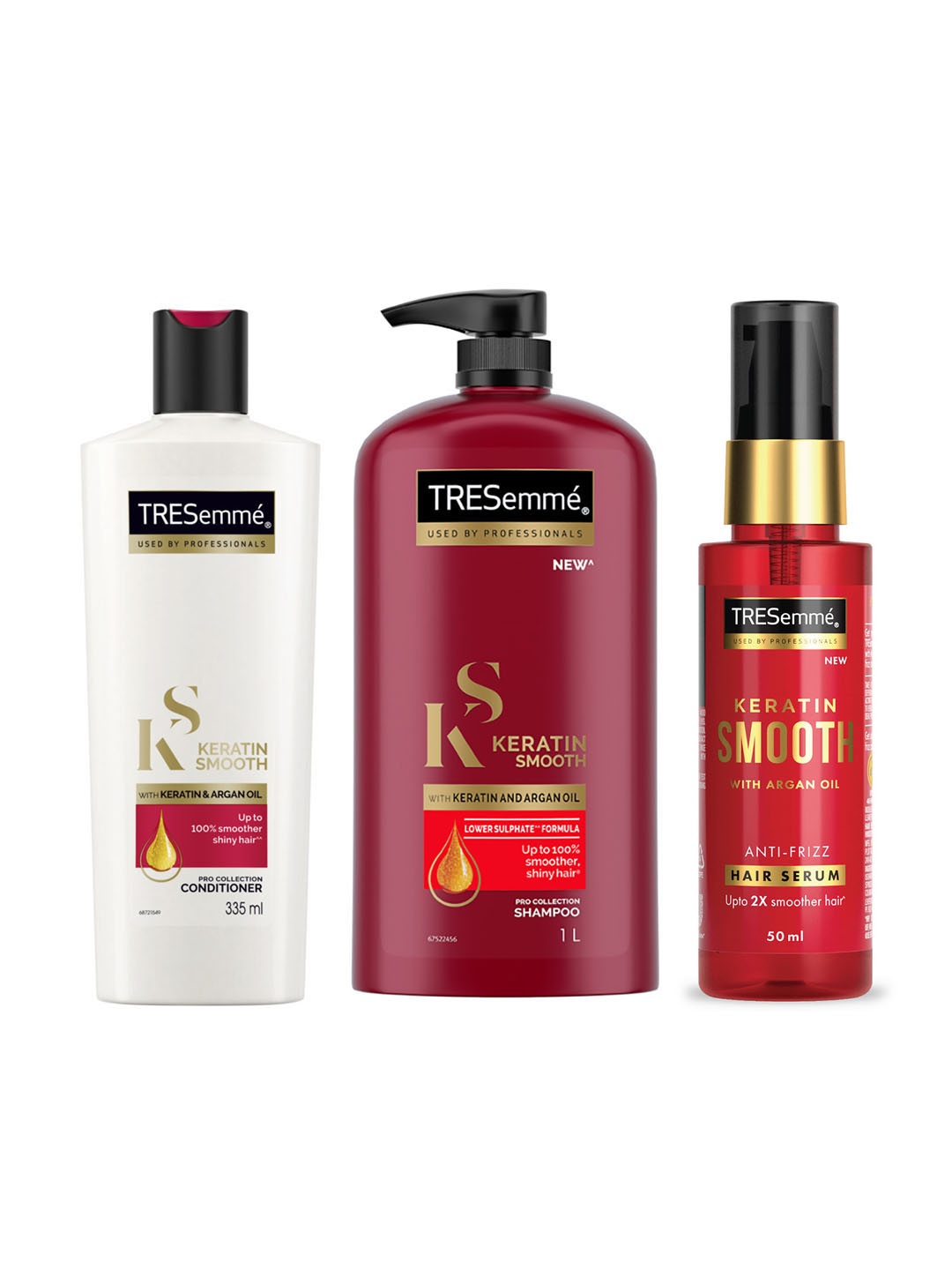 

TRESemme Set of Keratin Smooth Shampoo 1000 ml + Conditioner 340 ml + Hair Serum 50 ml, Maroon