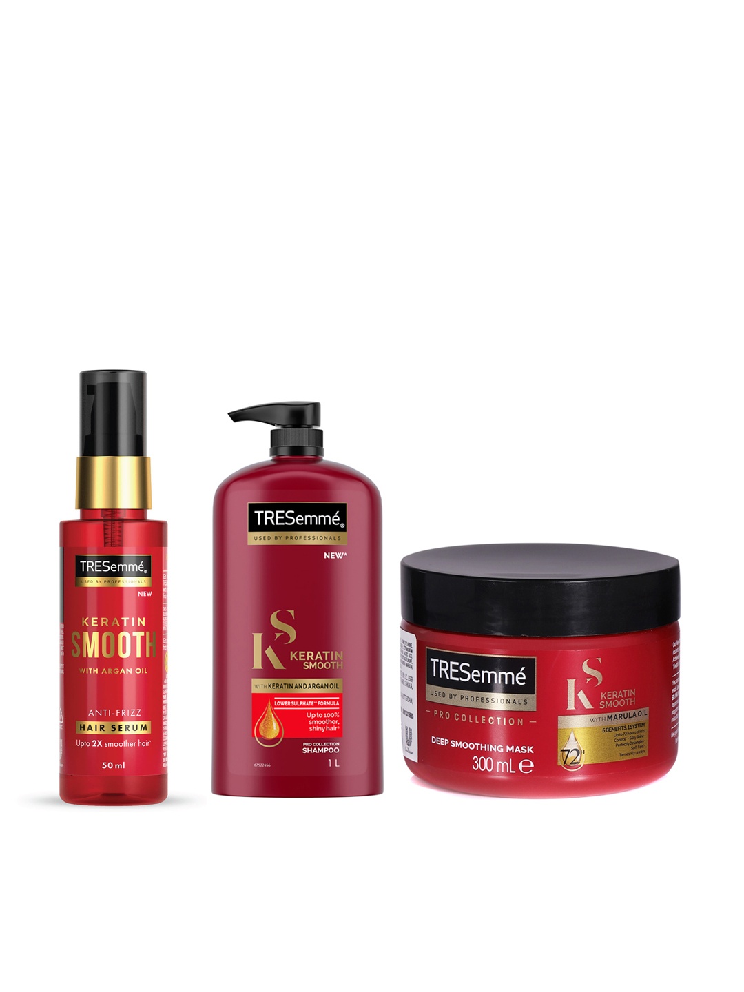 

TRESemme Set of Keratin Smooth Shampoo 1000 ml + Hair Mask 300 ml + Hair Serum 50 ml, Maroon