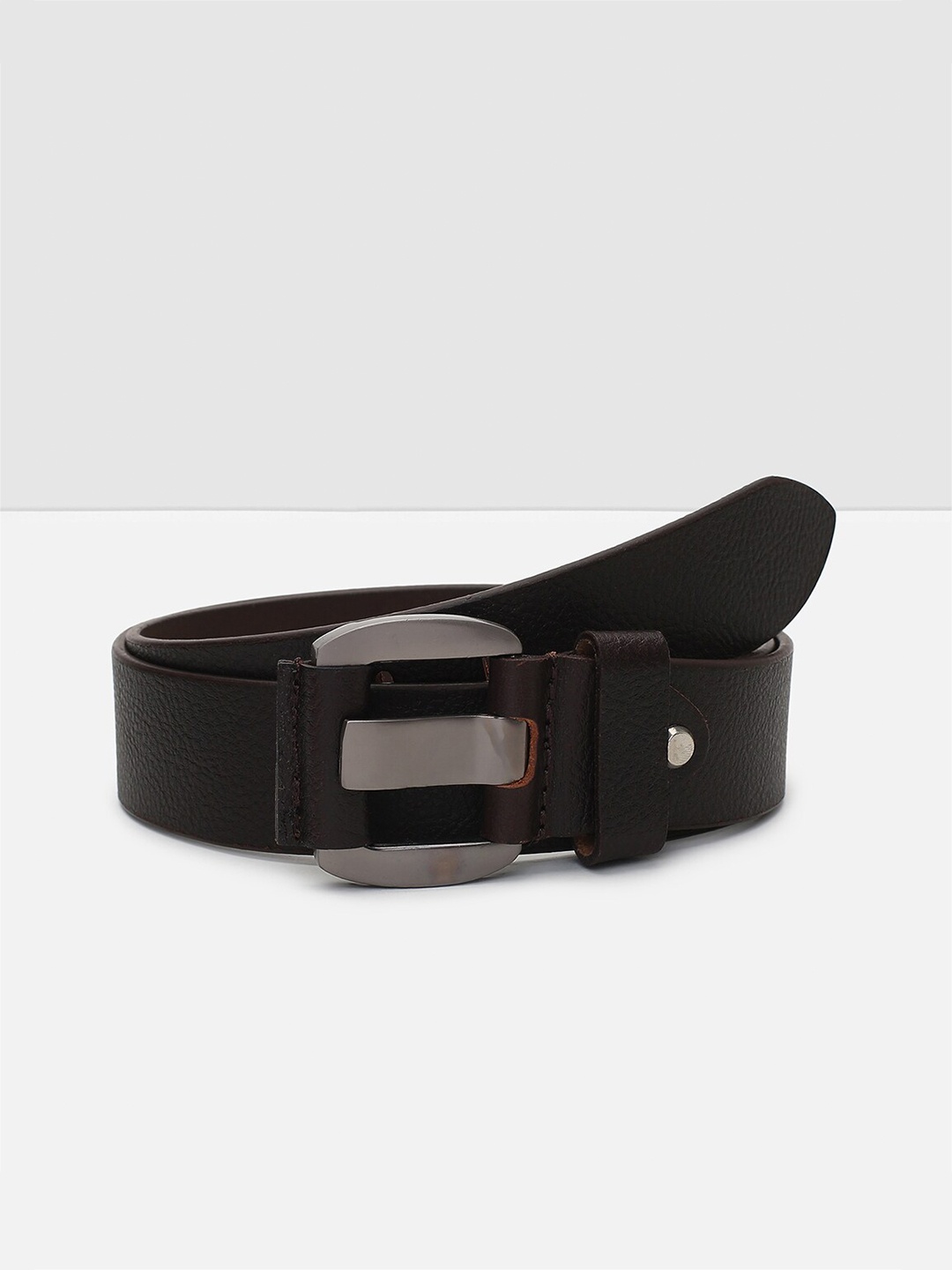 

max Men Tang Closure Textured Leather Formal Belt, Brown